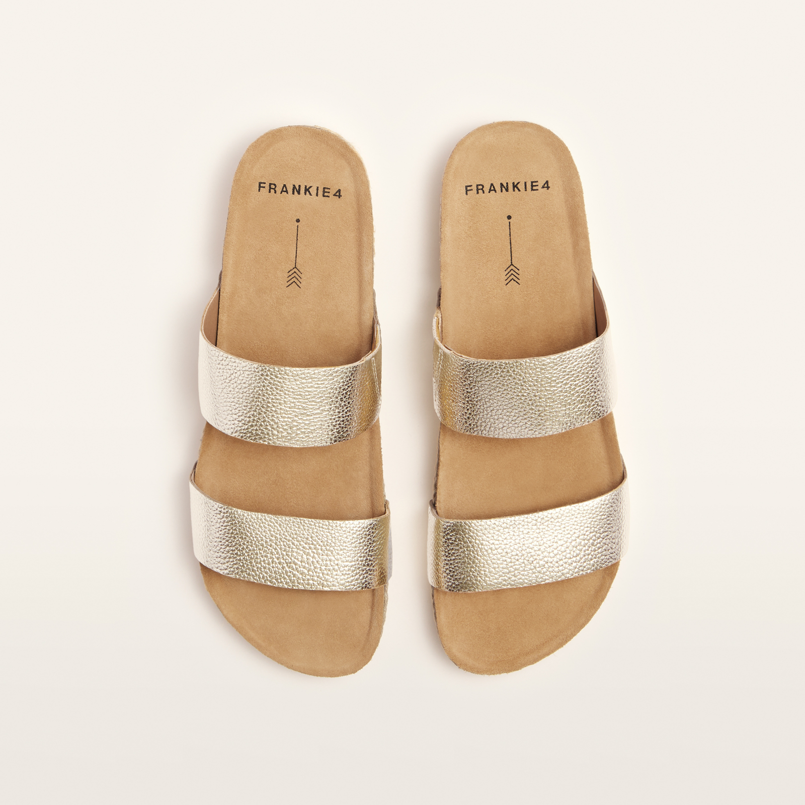 Maria III White Gold Pebbled Leather Sandals