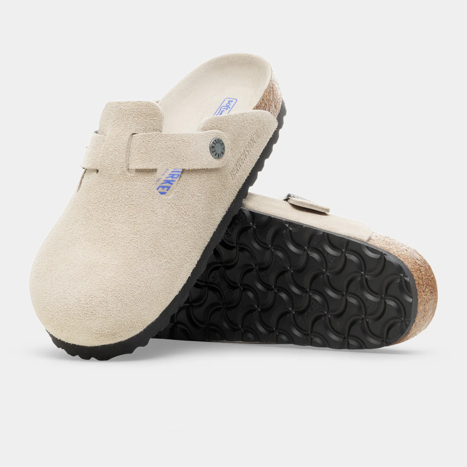Boston SFB Oyster Tonal Footbed Suede Leather Flats