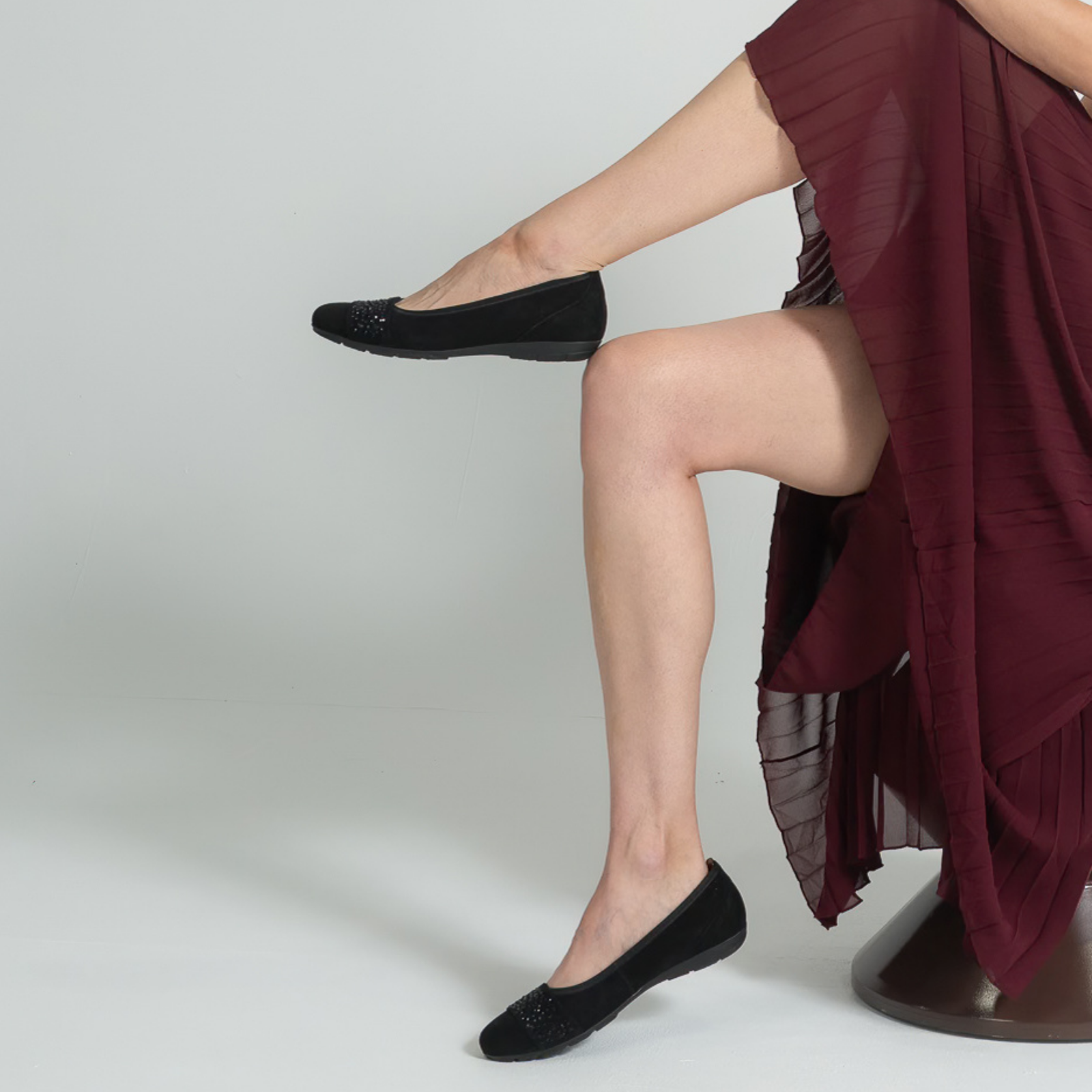 Greta Black Suede Leather Ballet Flats