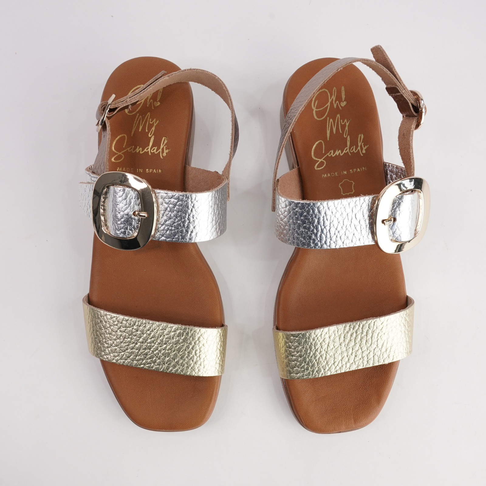 Trilly Platinum Multi Leather Sandals
