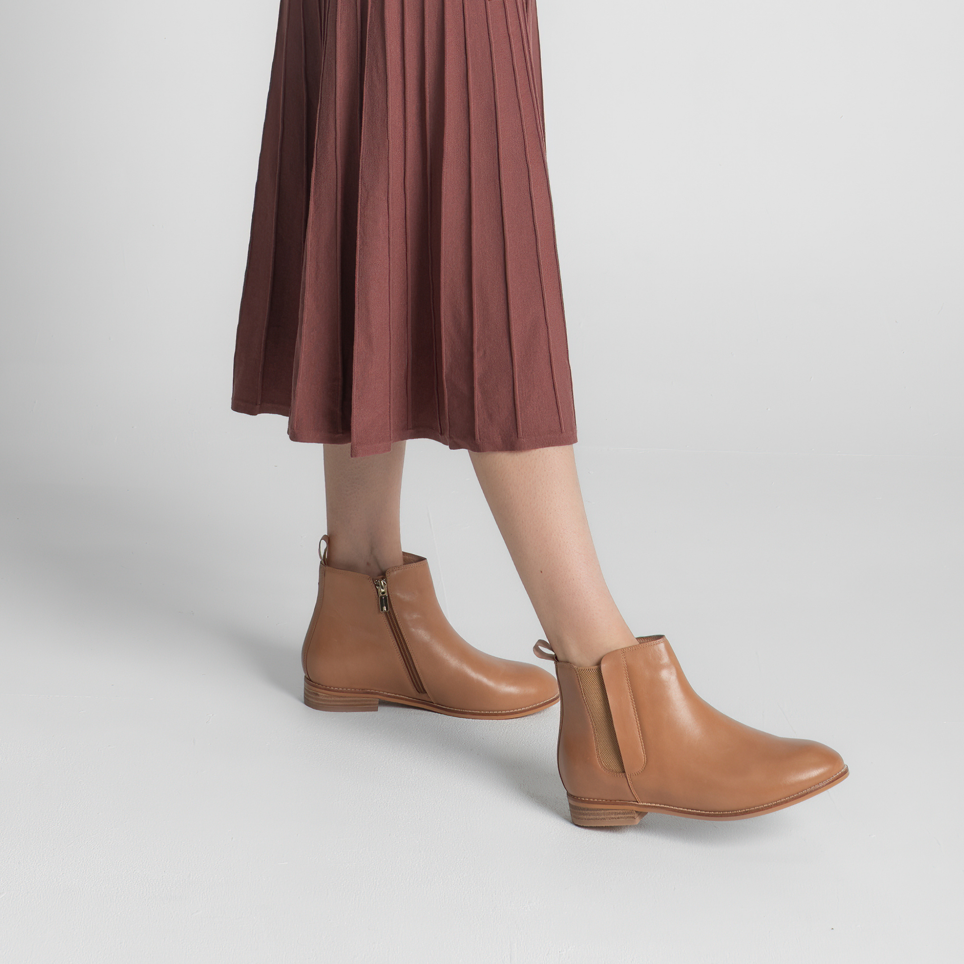 Austen II Camel Leather Ankle Boots