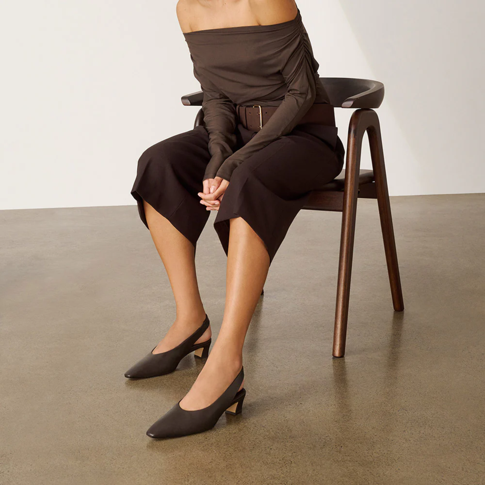 Noa Chocolate Leather Heels