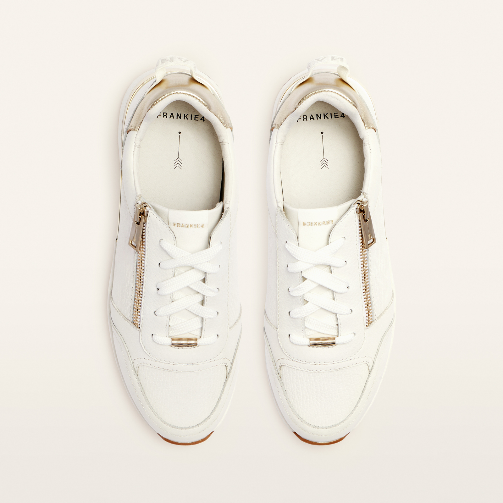 Brooklyn White Gold Leather Sneakers
