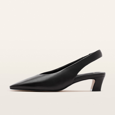 Noa Black Leather Heels