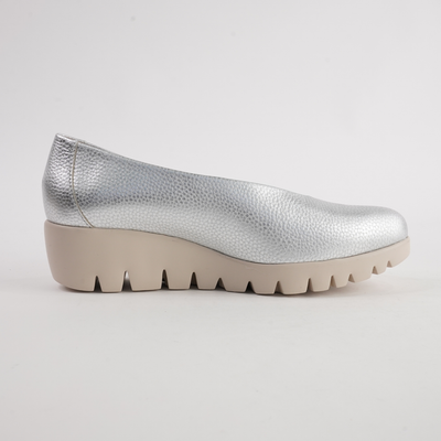 Caroline Silver Leather Wedges