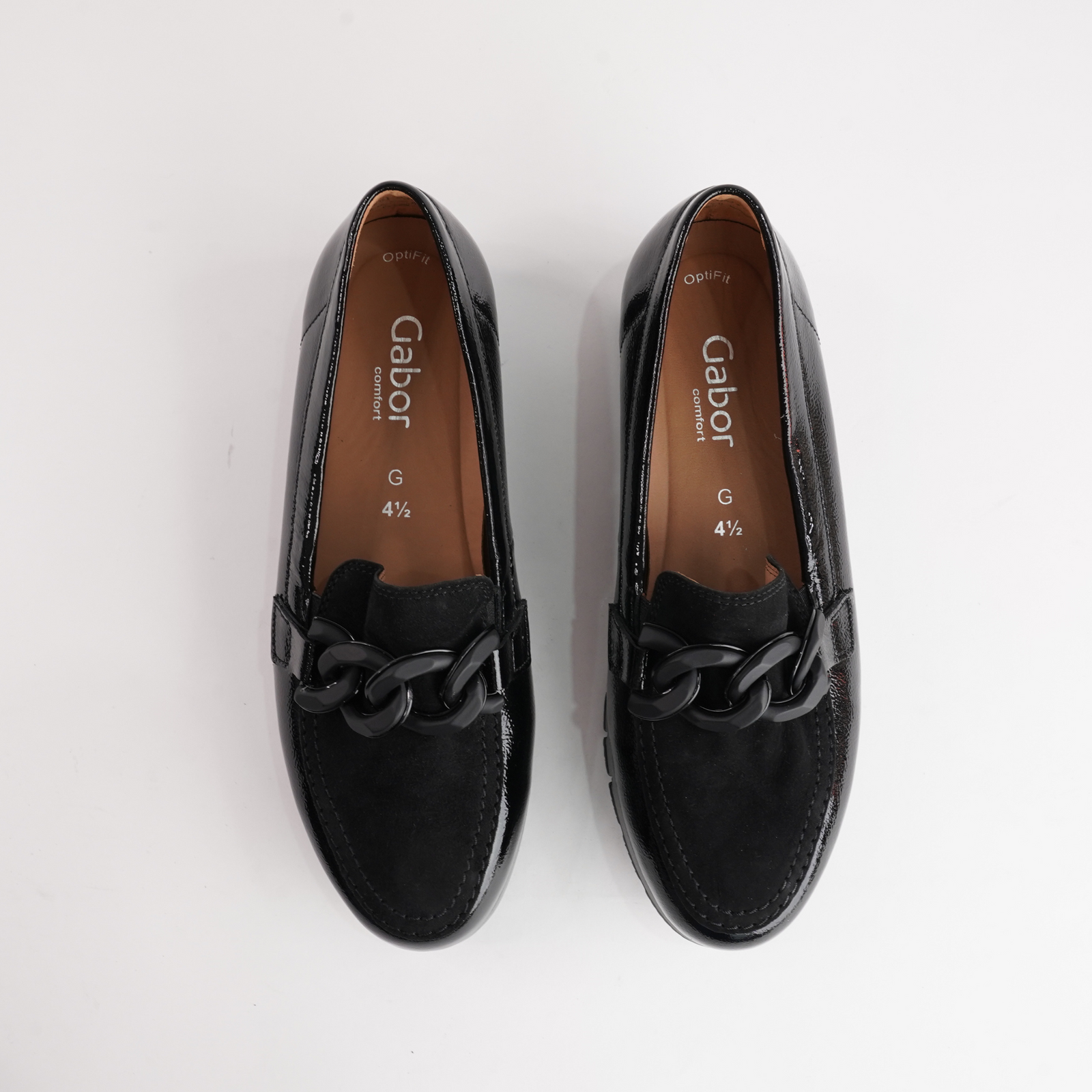 Giselle Black Patent/ Black Suede Leather Loafers