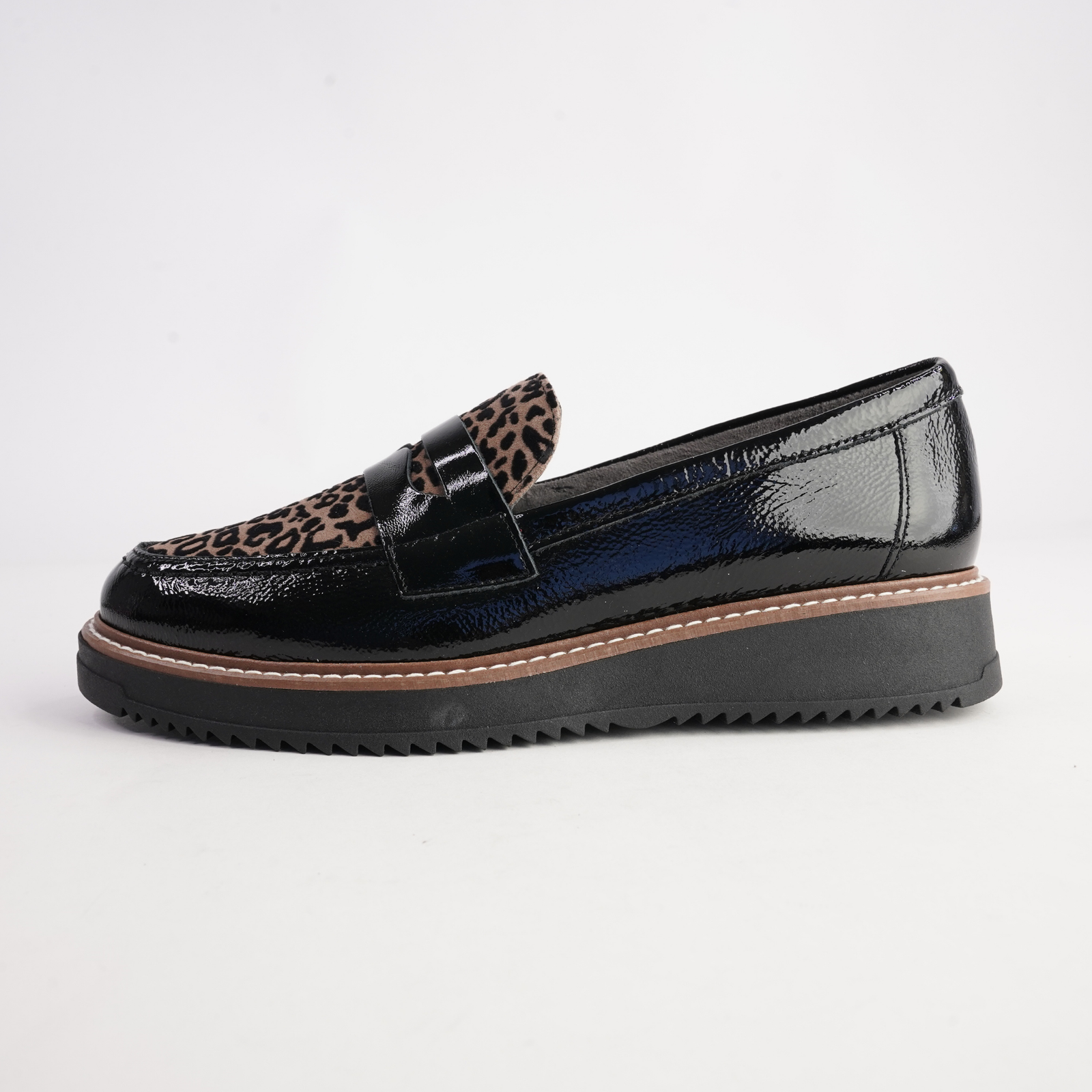 10762 Negro Leopard Multi Leather Loafers
