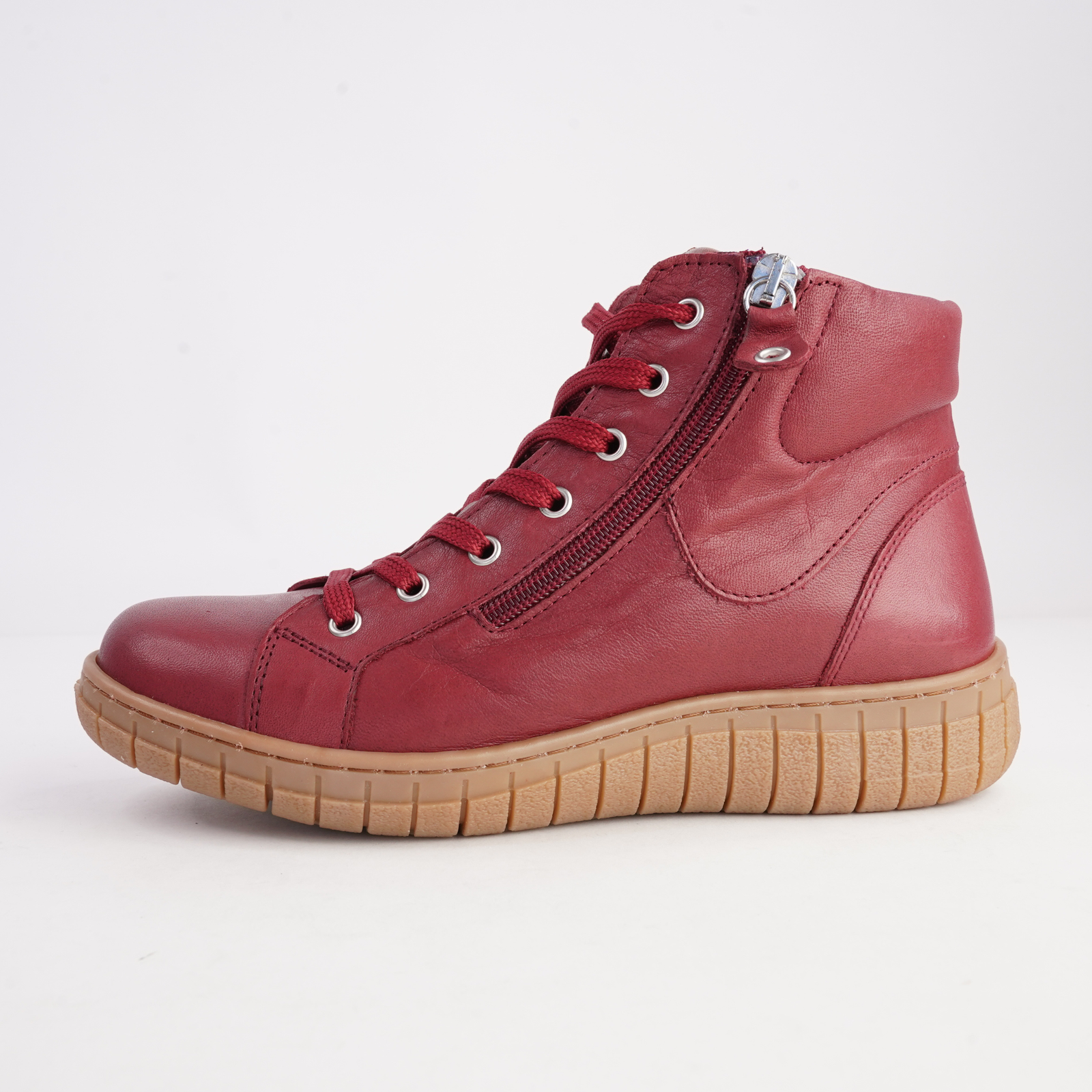 Reagan Burgundy Leather Lace Up Boots