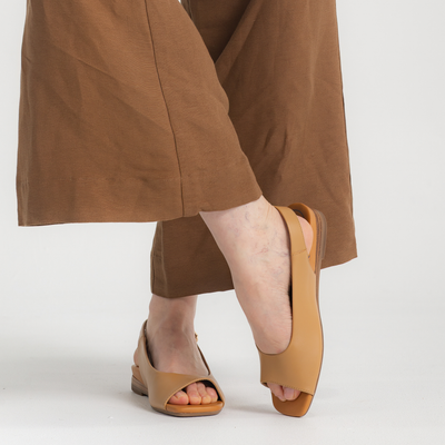 Freda Camel Leather Sandals