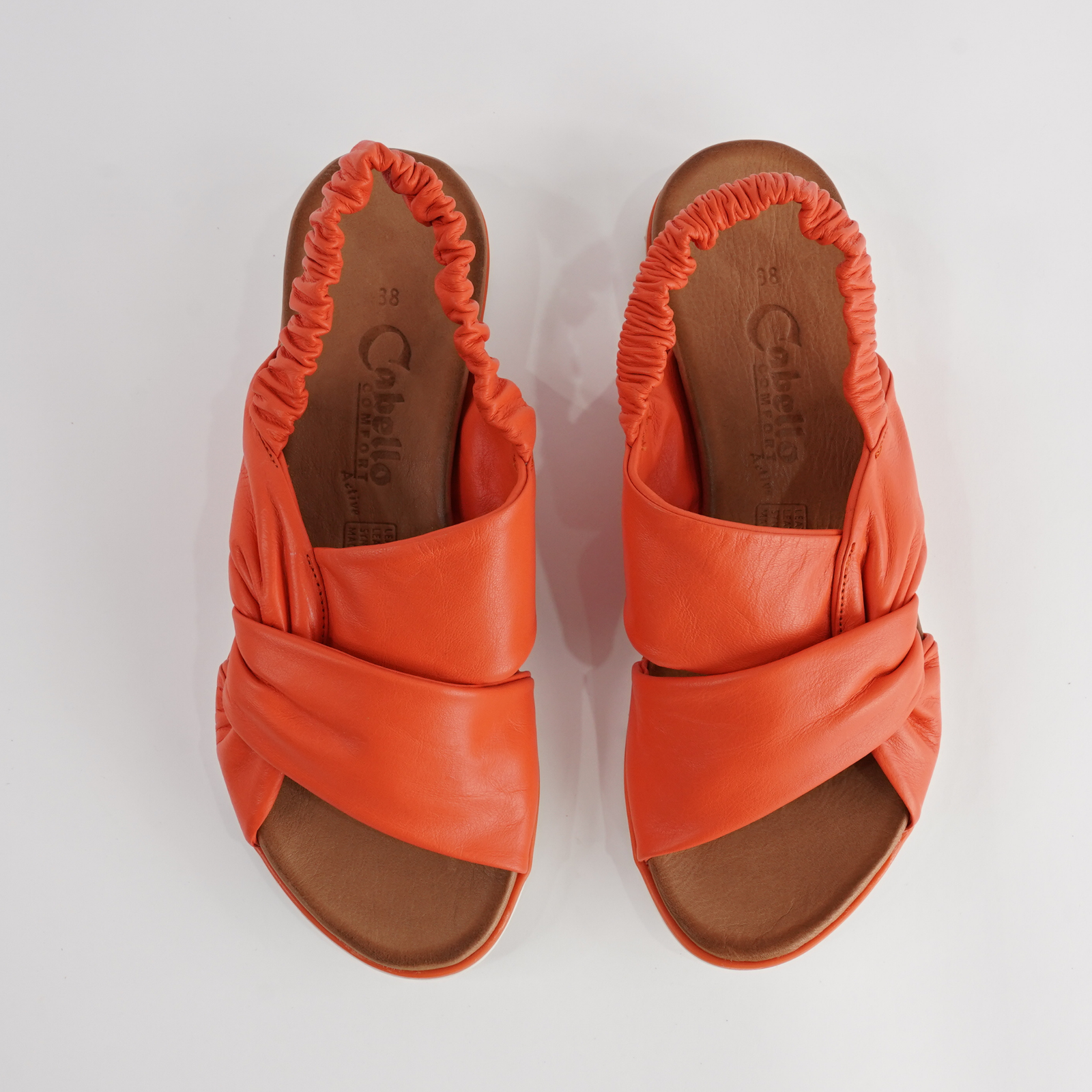 Yara Orange Leather Sandals