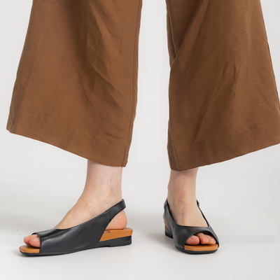 Freda Black Leather Sandals