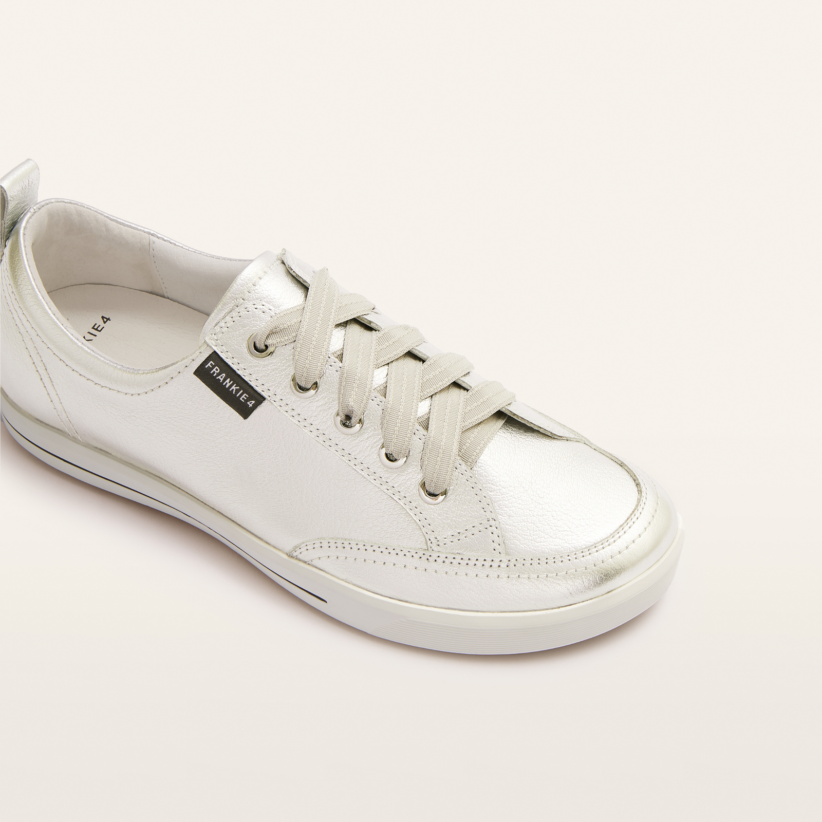 Ellie V Silver Tumbled Leather Sneakers