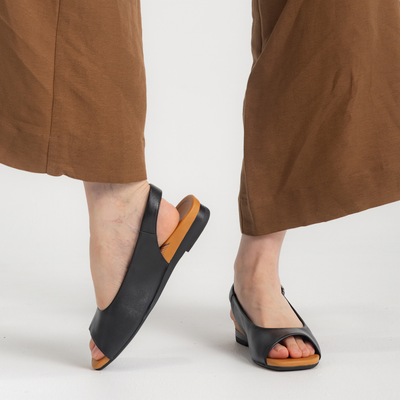 Freda Black Leather Sandals