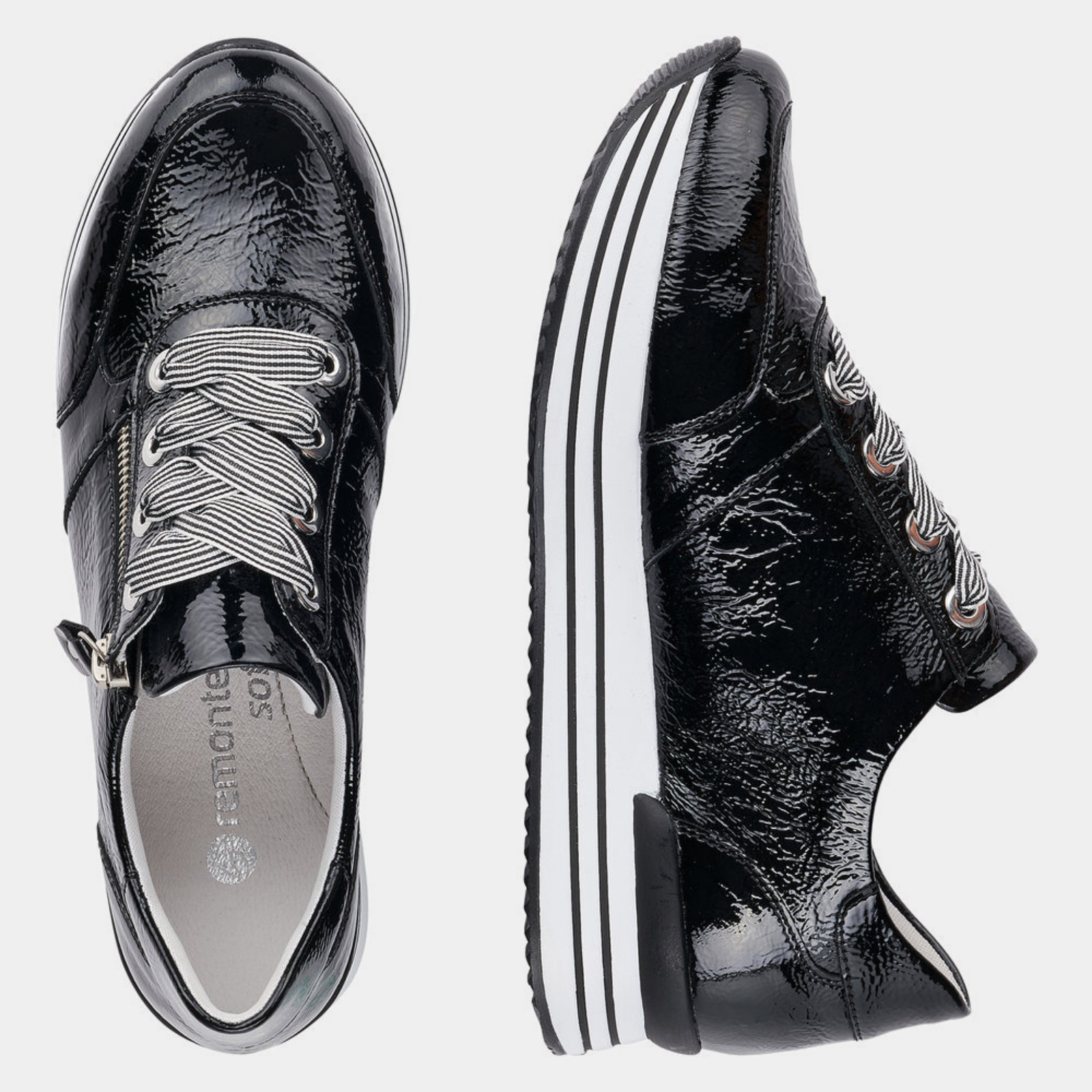 D1302 Schwarz Patent Leather Sneakers