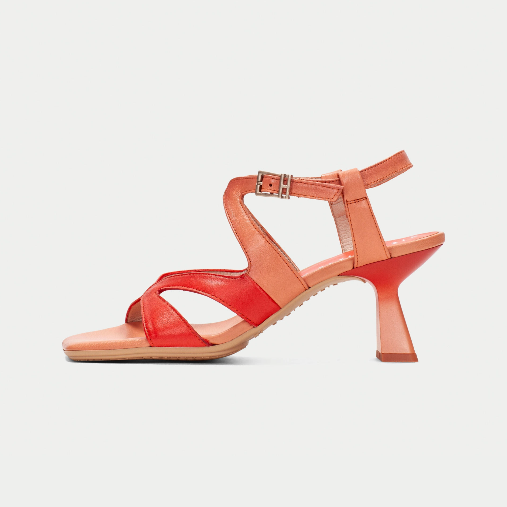 Hv253879 Coral/ Tangerine Leather Heels