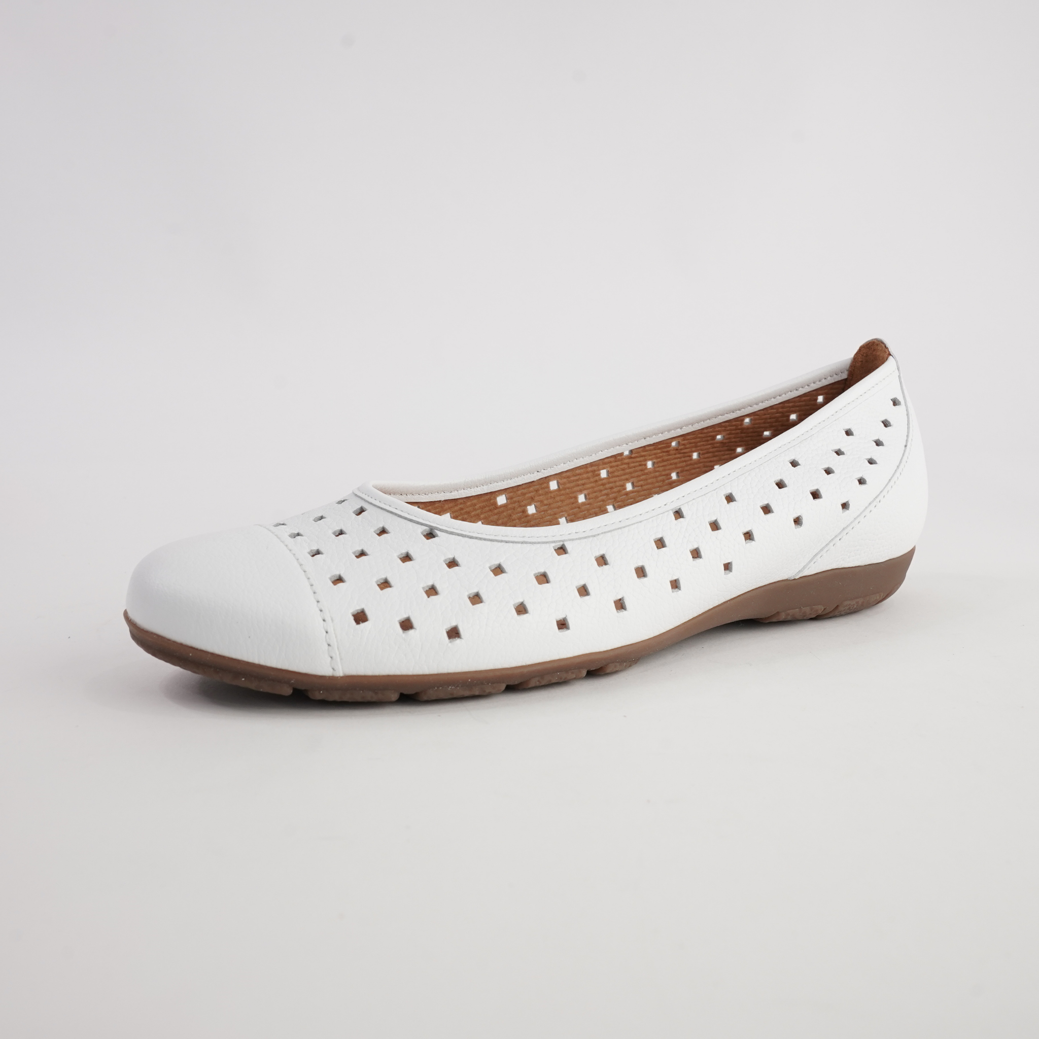 Skylar White Leather Ballet Flats