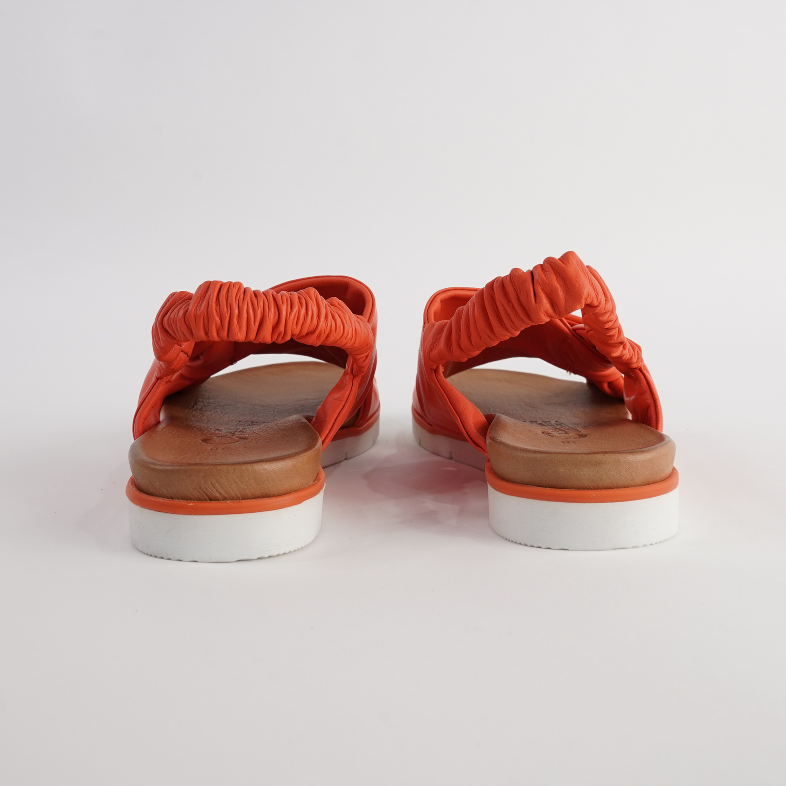 Yara Orange Leather Sandals