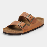 Arizona Oiled Leather Cognac Sandals