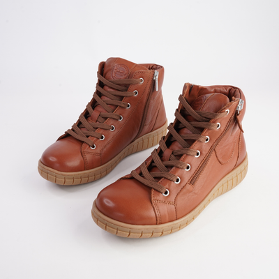 Reagan Tan Leather Lace Up Boots