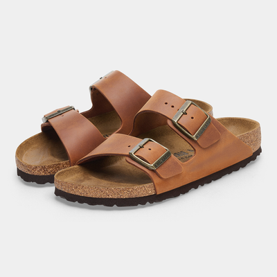 Arizona Oiled Leather Cognac Sandals