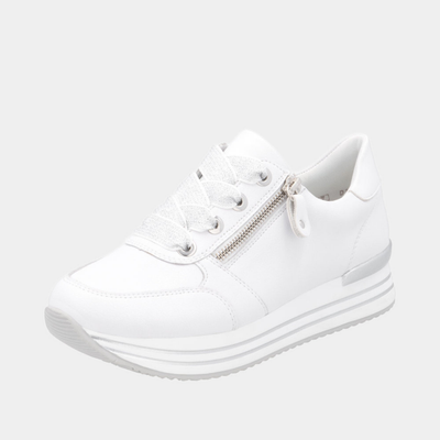 D1302 White Leather Sneakers
