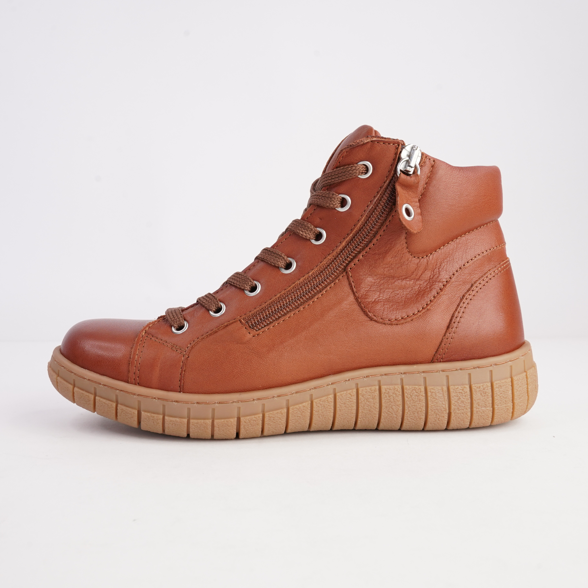 Reagan Tan Leather Lace Up Boots