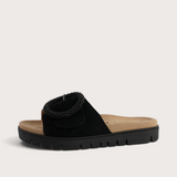Lucille Black Suede Slides