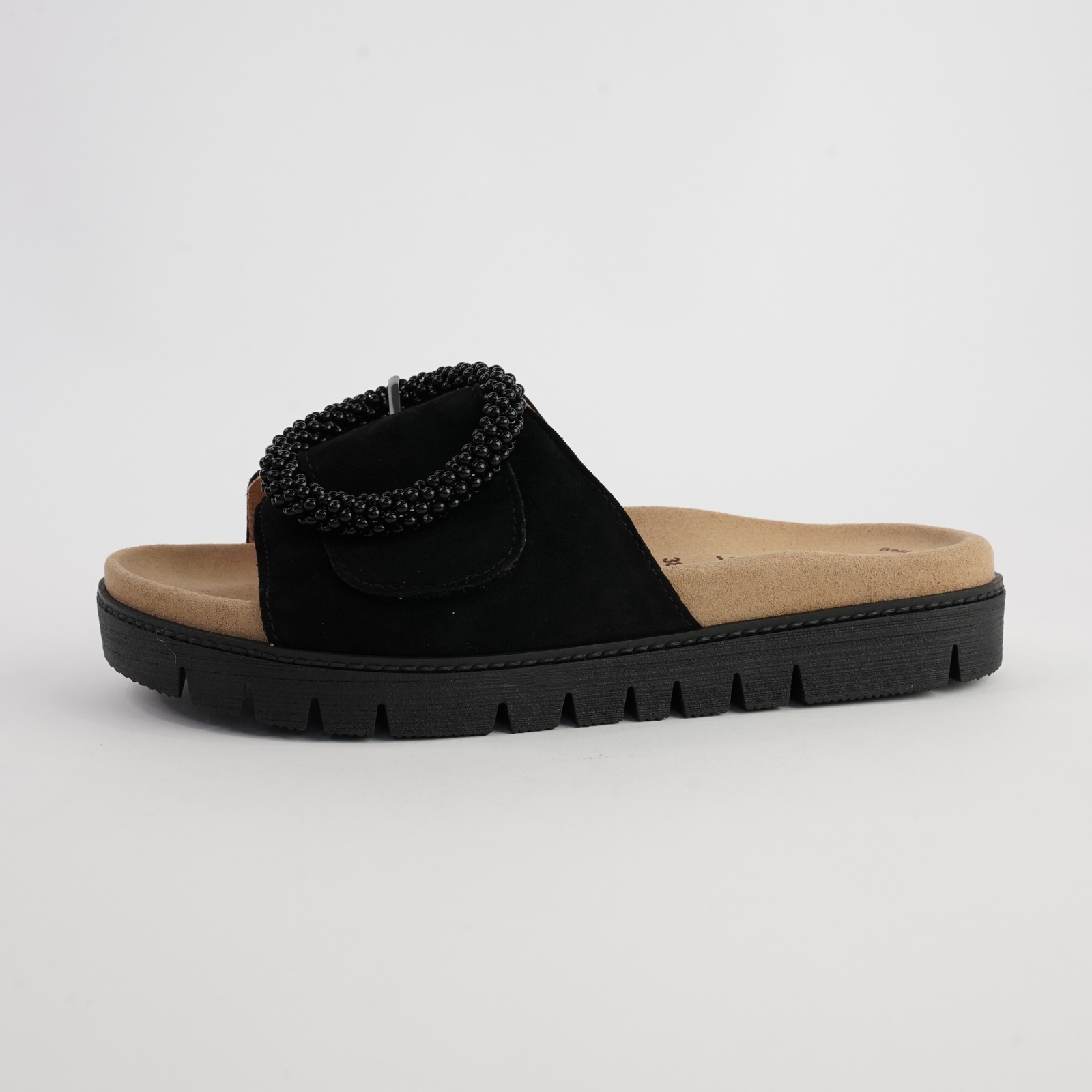 Lucille Black Suede Slides