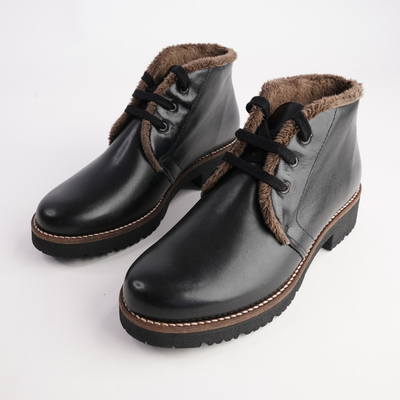10777 Negro Leather Lace Up Boots
