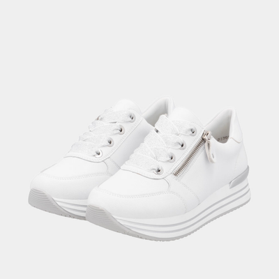 D1302 White Leather Sneakers