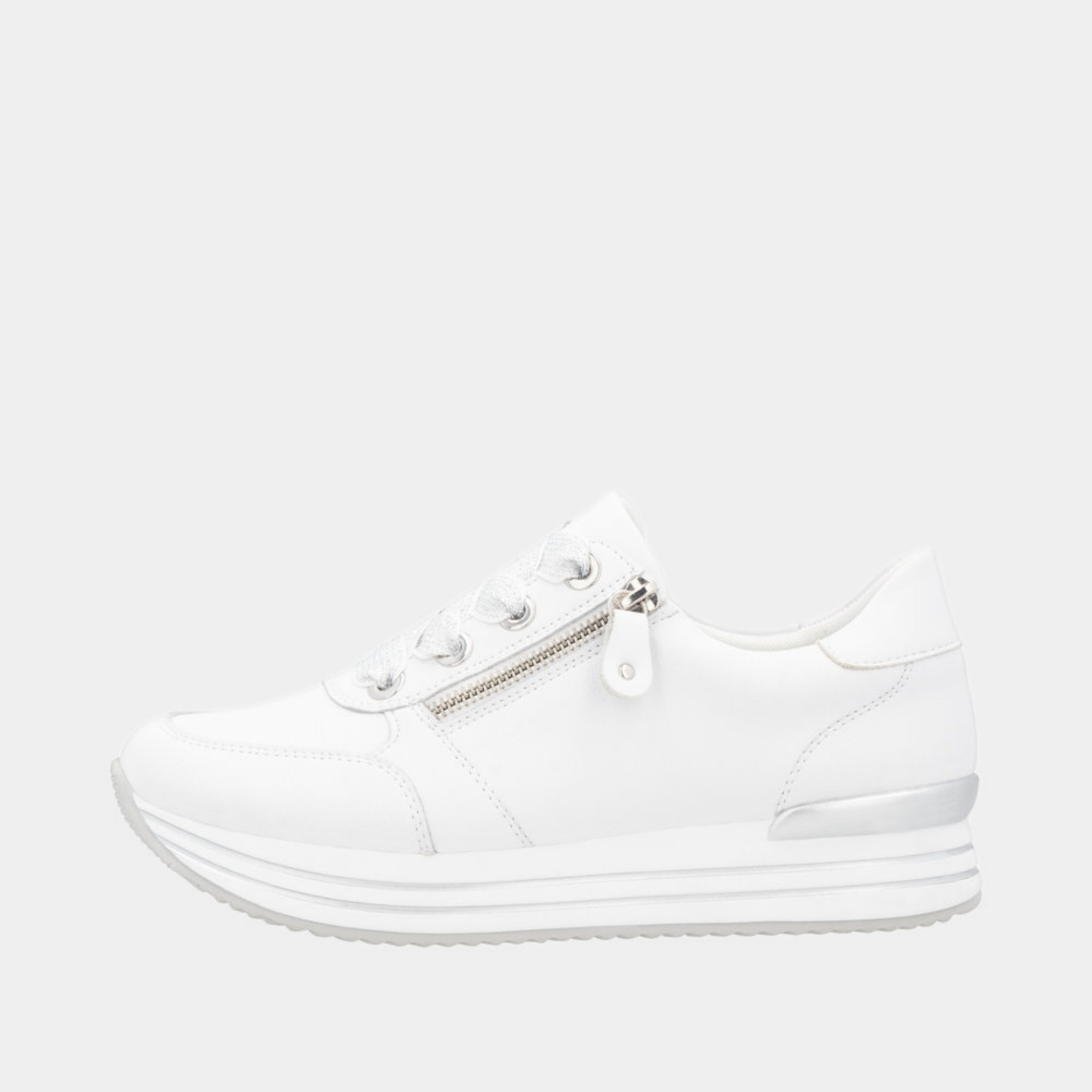 D1302 White Leather Sneakers