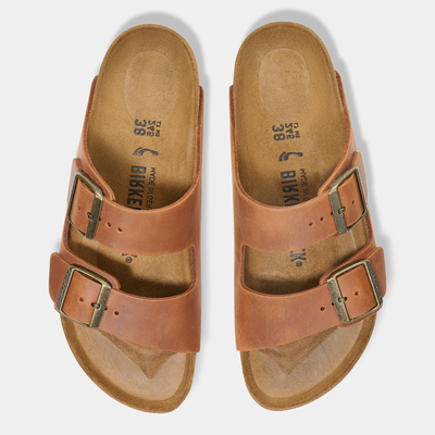 Arizona Oiled Leather Cognac Sandals