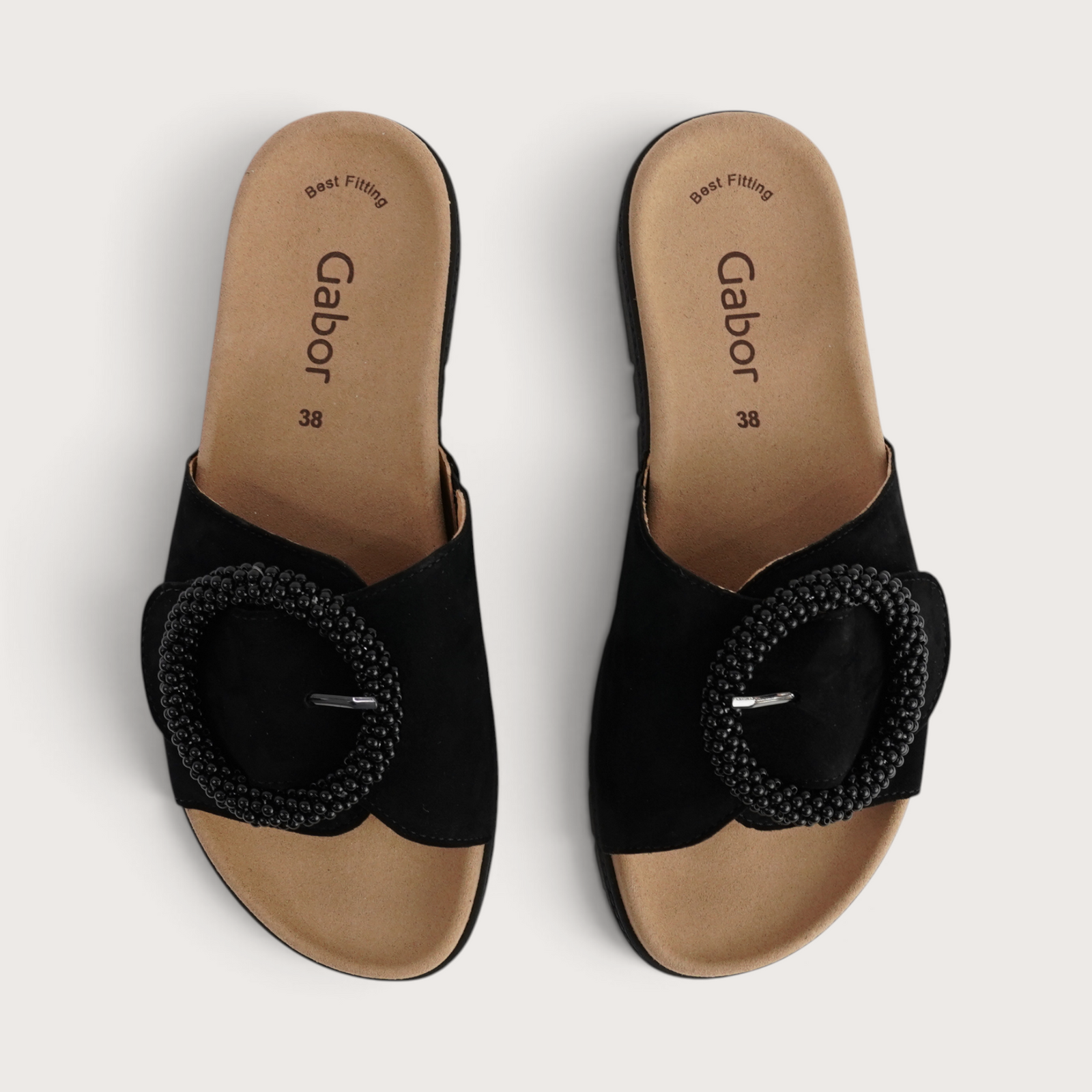 Lucille Black Suede Slides