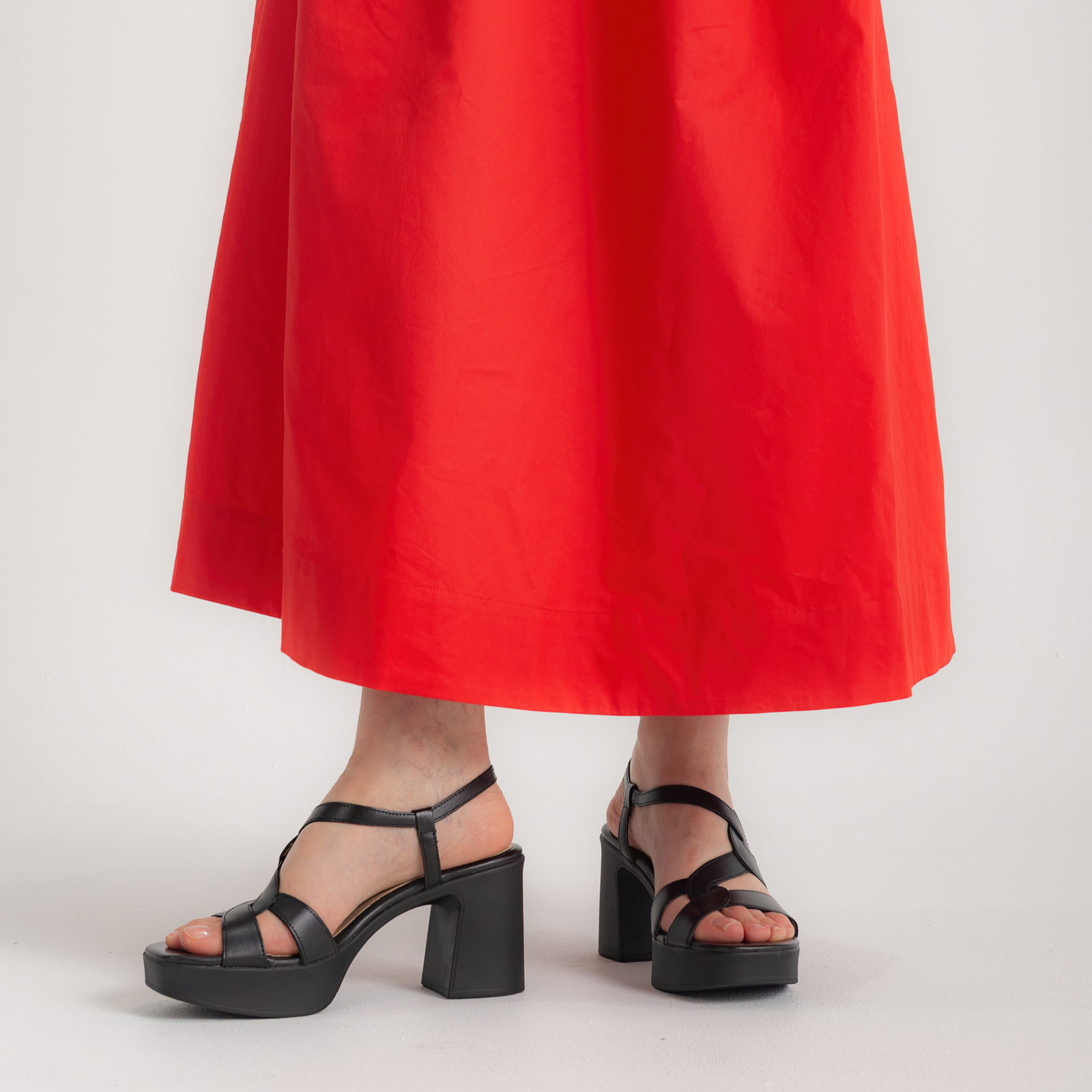 Lennon Black Leather Heels