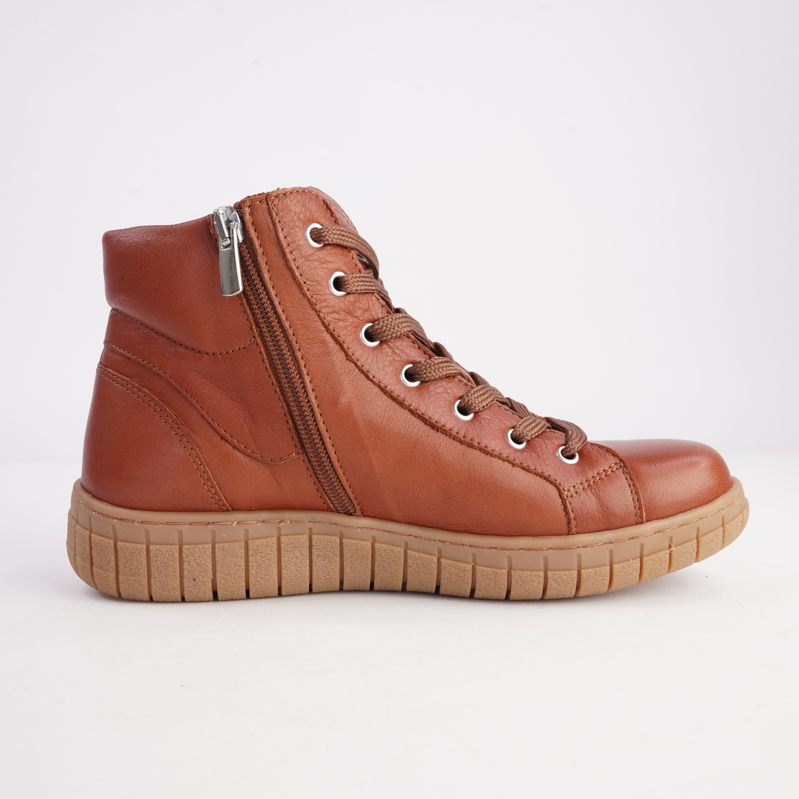 Reagan Tan Leather Lace Up Boots