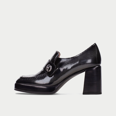 HI254229 Antracita Leather Heeled Loafers