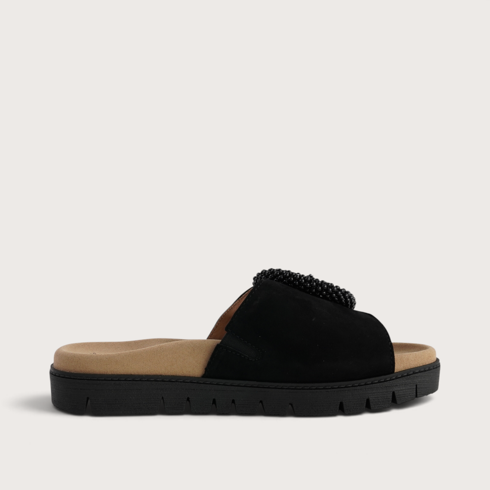 Lucille Black Suede Slides