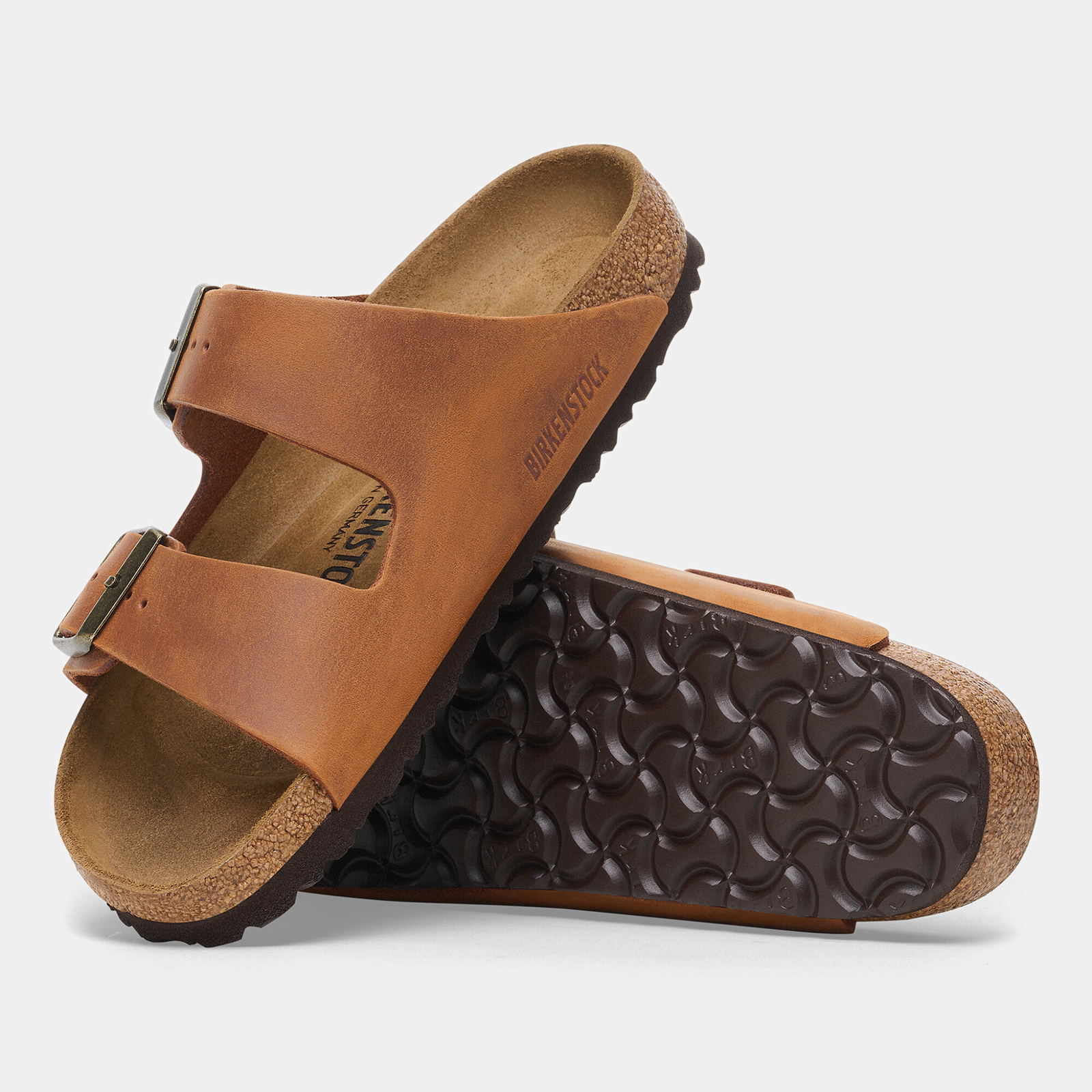 Arizona Oiled Leather Cognac Sandals
