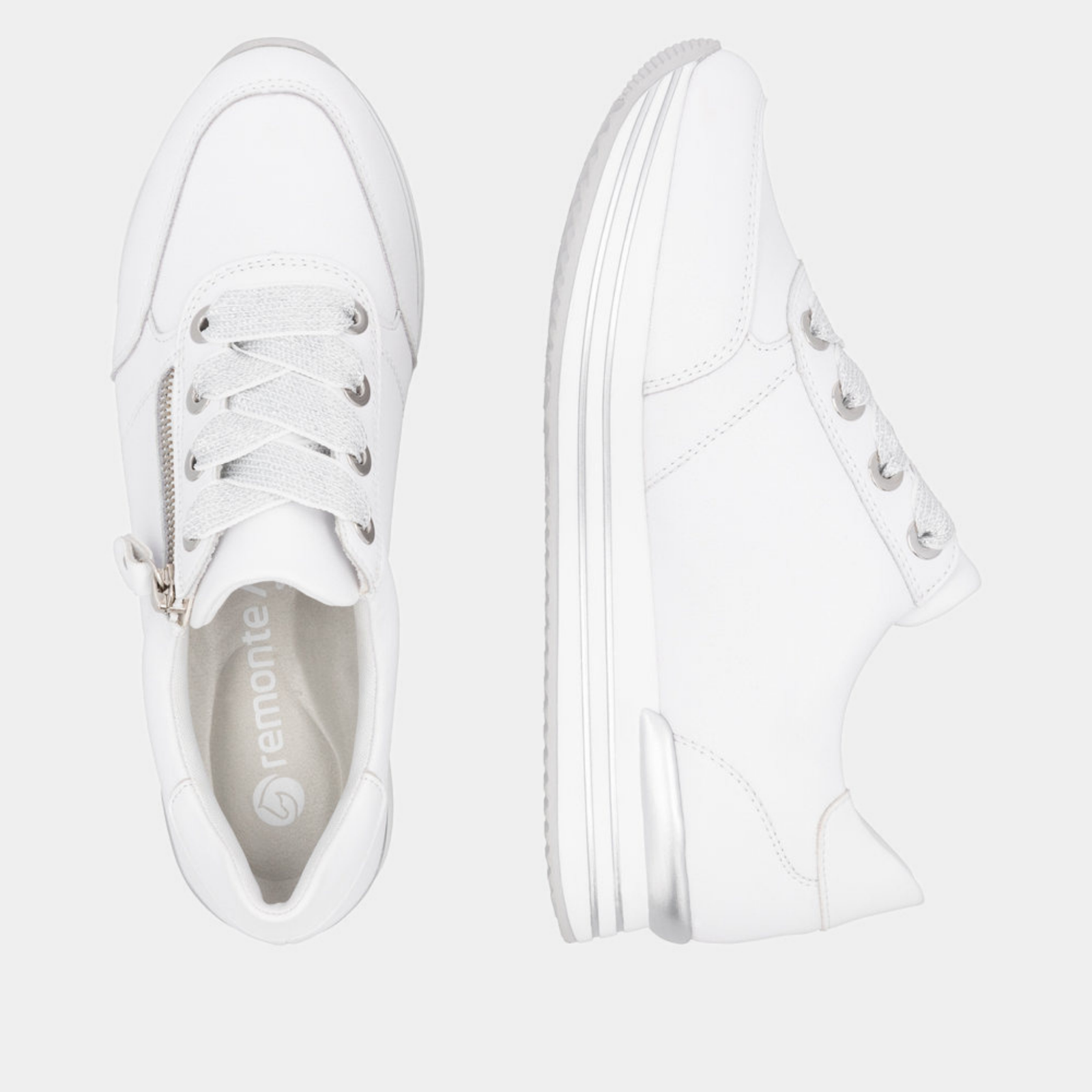 D1302 White Leather Sneakers