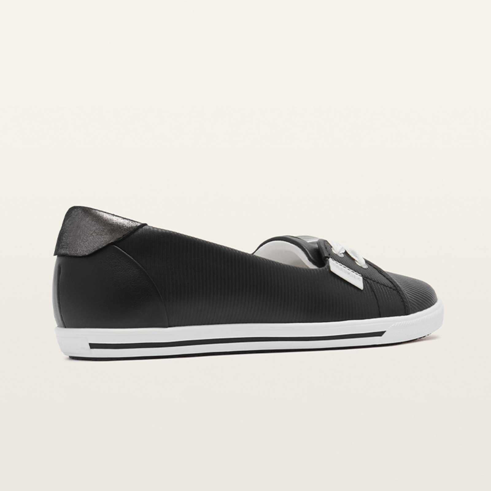 Hannah III Black Emboss Leather Sneakers