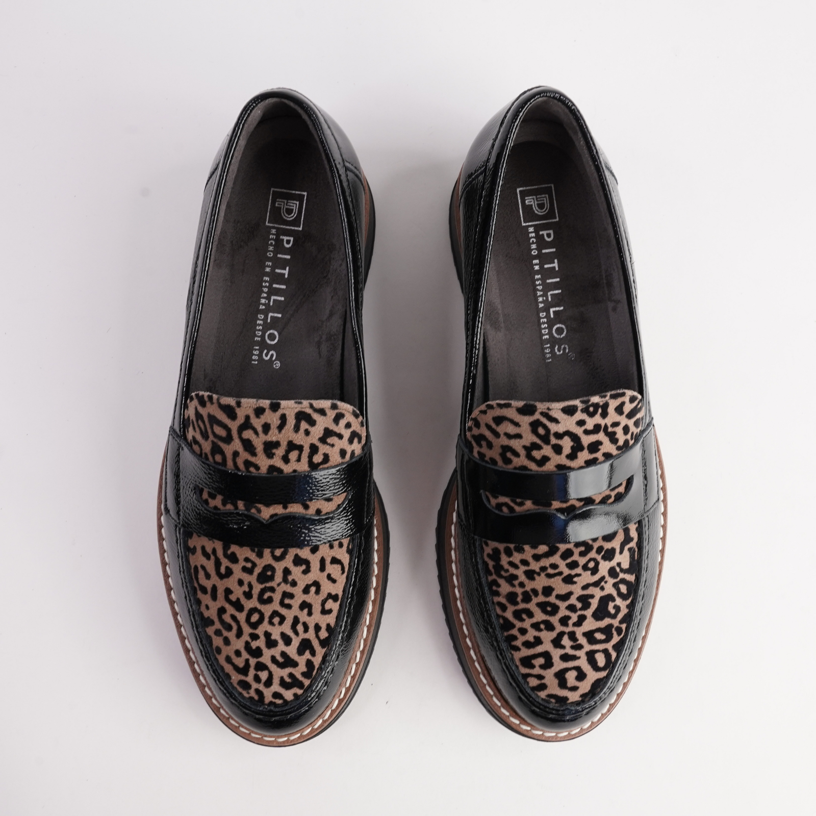 10762 Negro Leopard Multi Leather Loafers