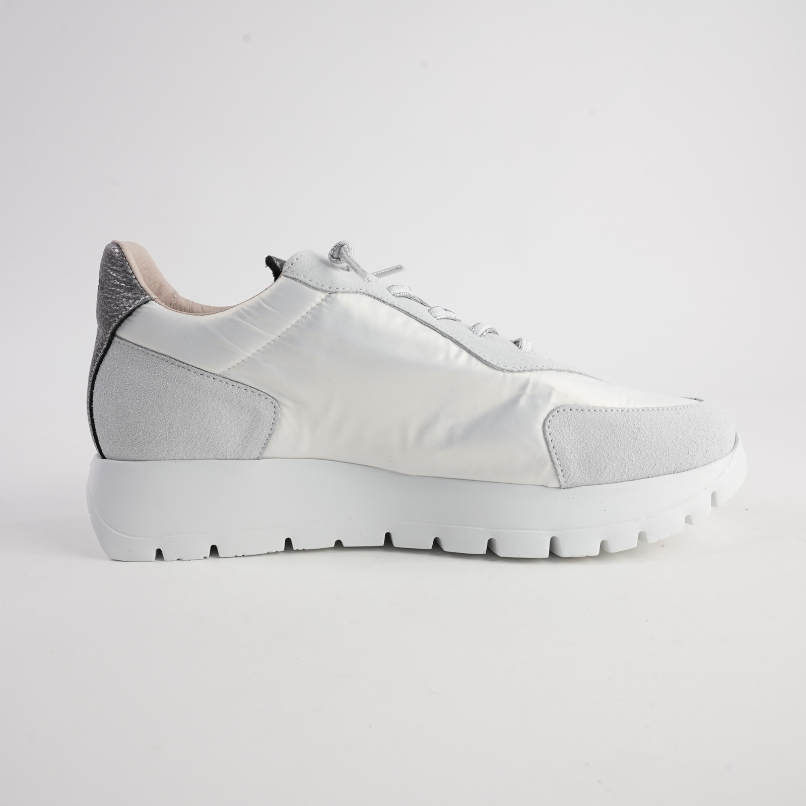 Aubrey White/ Silver Leather Sneakers