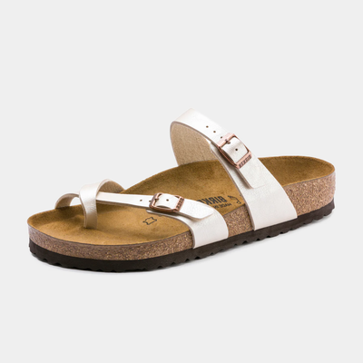 Mayari Birko-Flor Graceful Pearl White Sandals