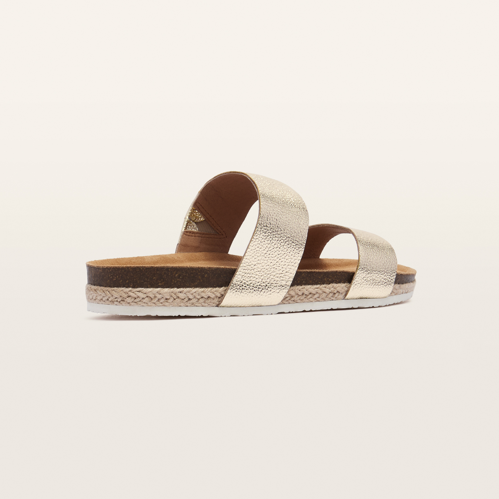 Maria III White Gold Pebbled Leather Sandals