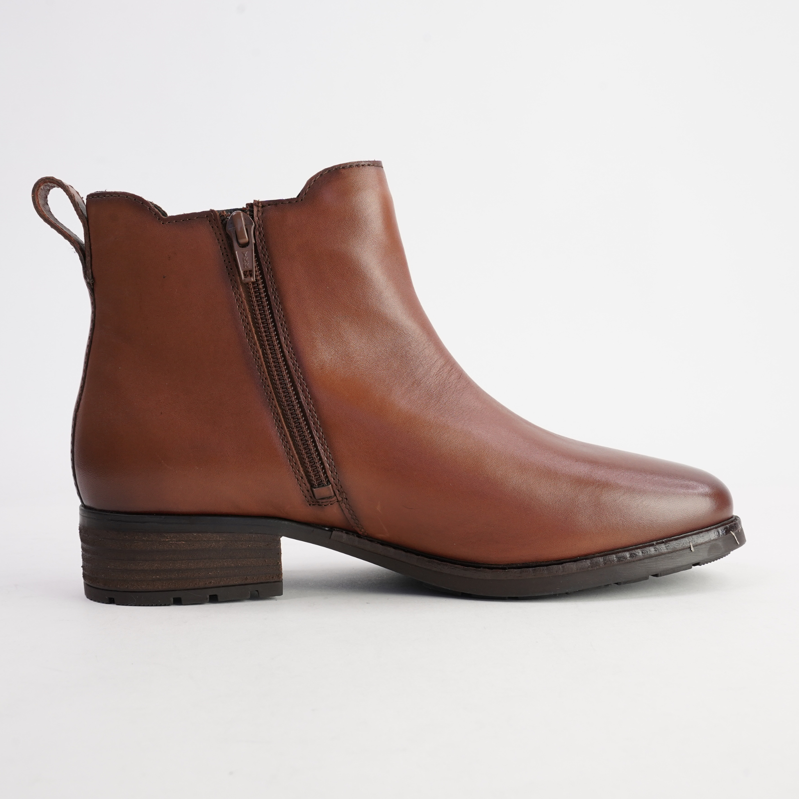 Kate 12 Cognac Leather Ankle Boots