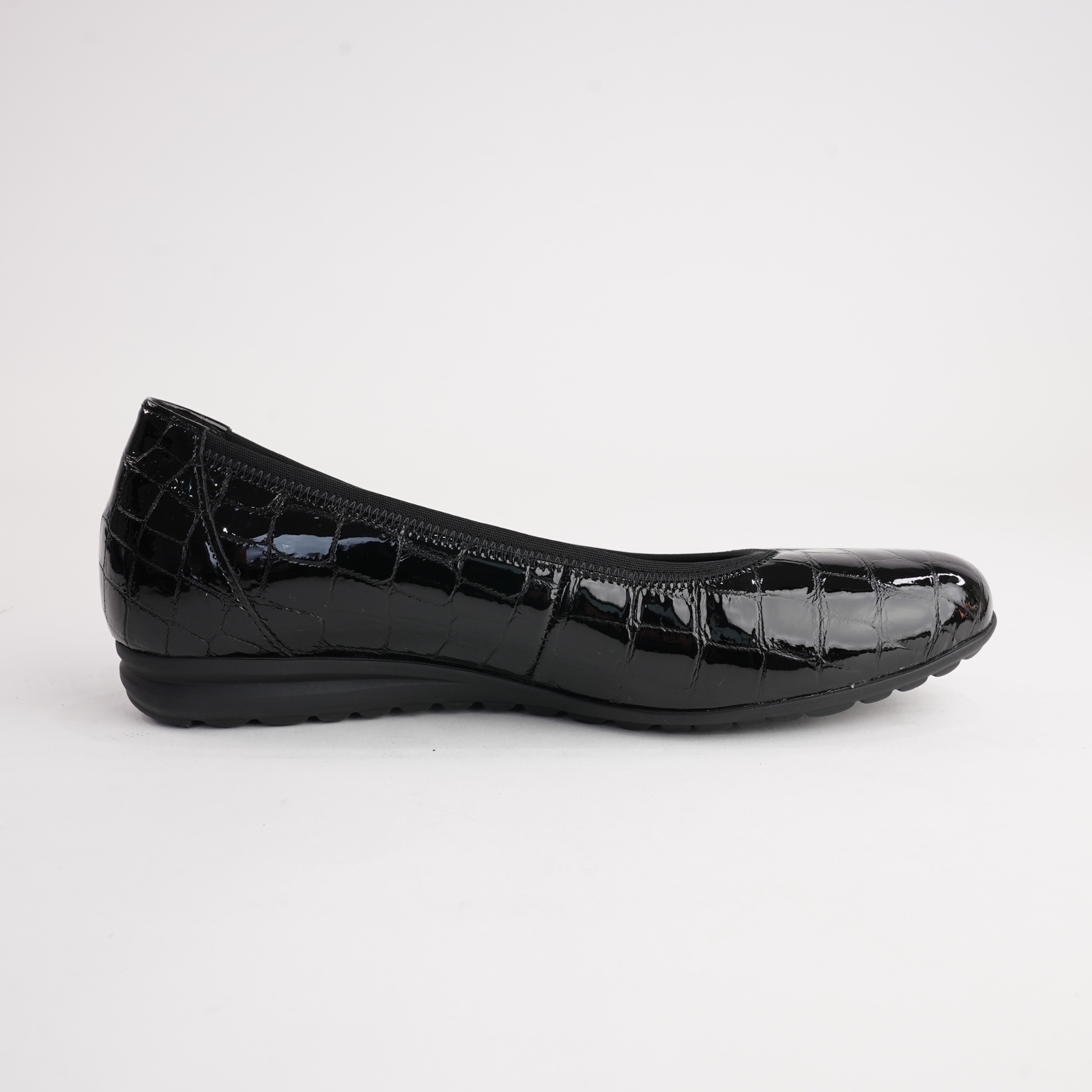 Gia Black Alligator Patent Leather Ballet Flats