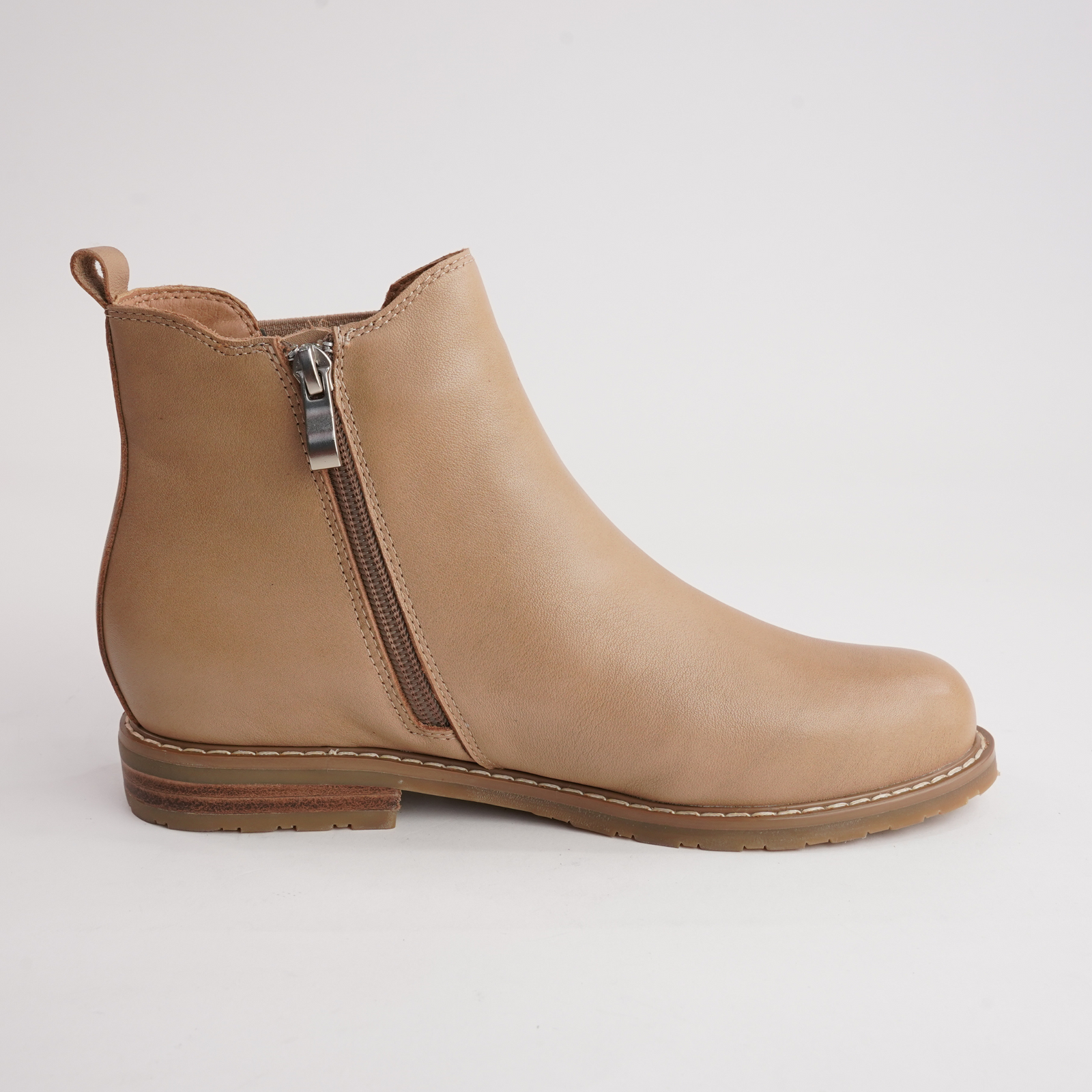 Tamara Camel Leather Ankle Boots
