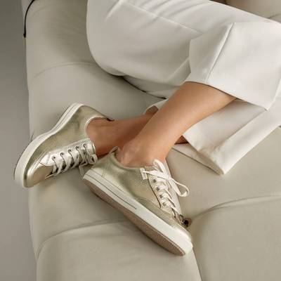 Billie II White Gold Tumbled Leather Sneakers