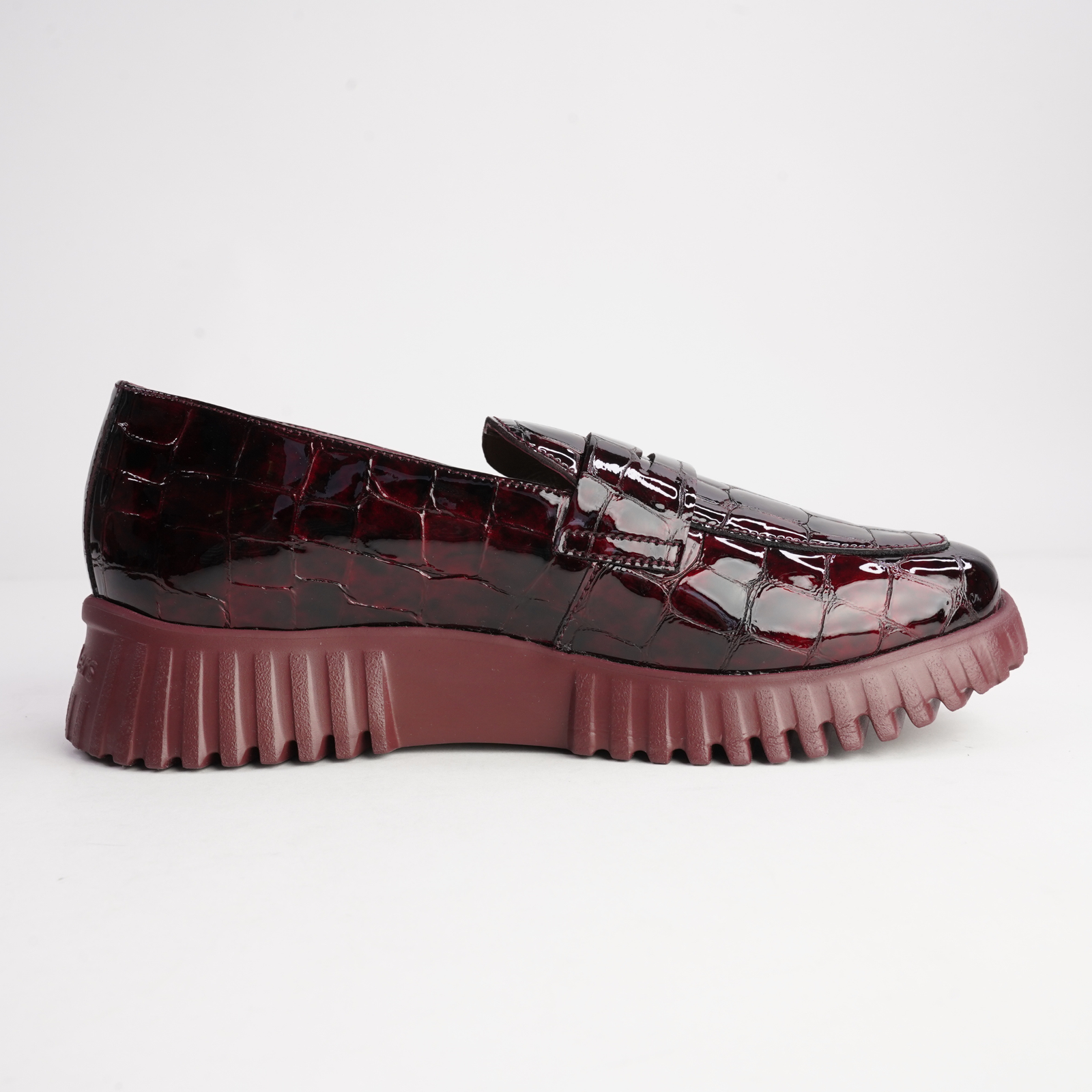 Nabia Vino Croc Patent Loafers