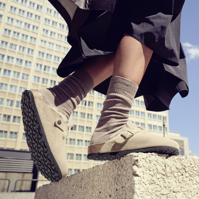 Boston Shearling Taupe Suede/ Shearling Flats